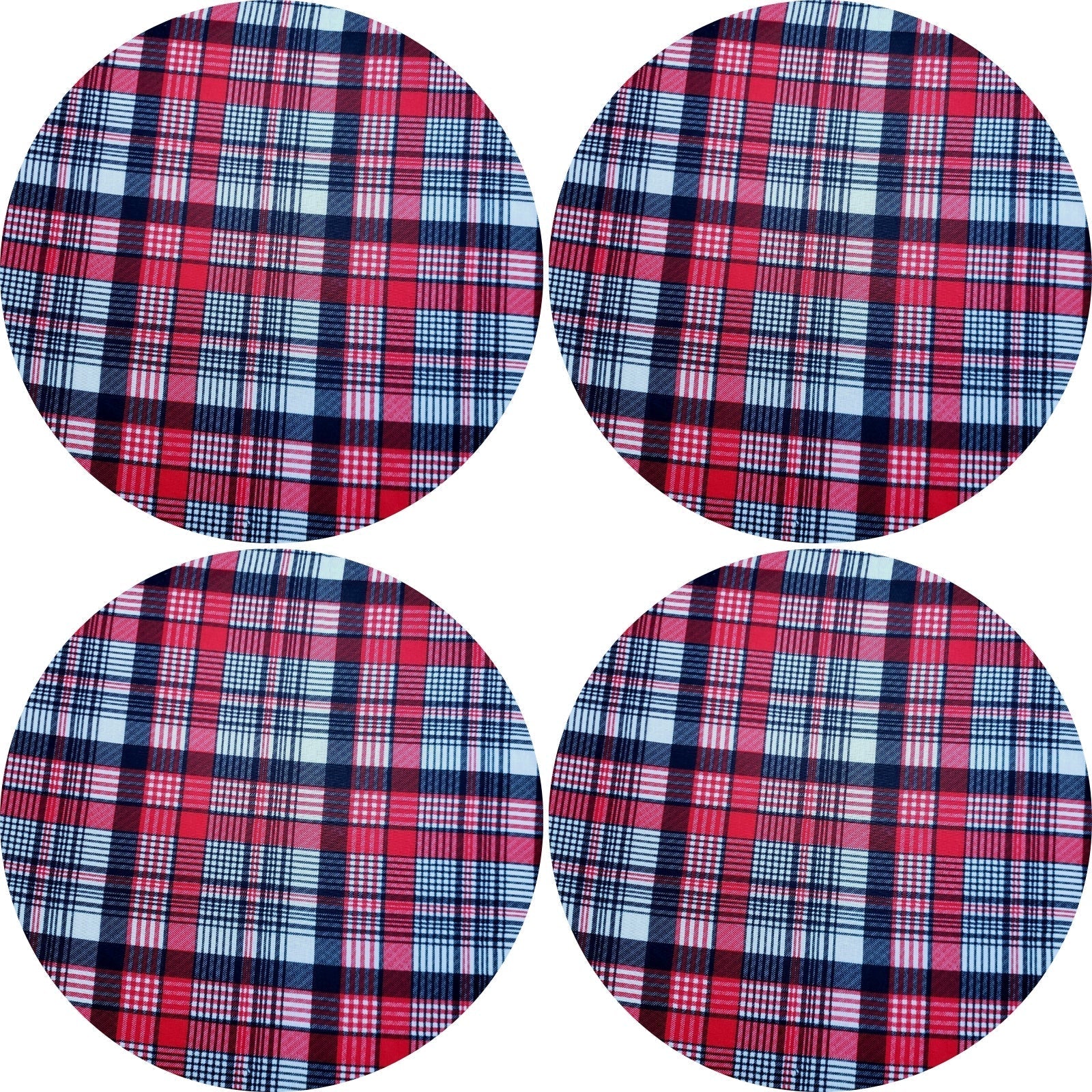 Charlo's Set of 4 Round Placemats Covers 14 Dia inch Plaid Sun of Night