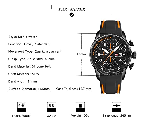 AIMES Watch for Men Sport Military Waterproof Chronograph Mens Watches Analog Quartz Big Face Classic Stylish Fashion Casual Designer Business Work Wrist Watch Elegant Gift for Men