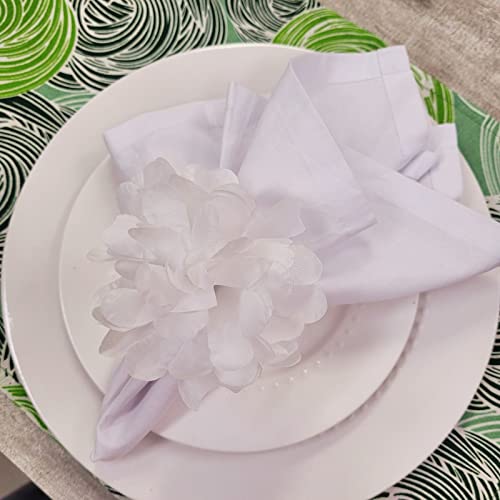 Charlo's Wholesale Set of 20 Snow White Chrysanthemum Flower Napkin Rings for party, wedding, shopkeeper, birthday, restaurant