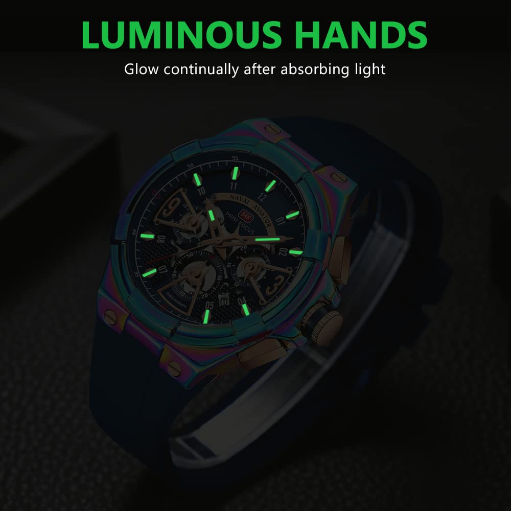 AIMES Watch for Men Sport Military Waterproof Chronograph Mens Watches Analog Quartz Big Face Classic Stylish Fashion Casual Designer Business Work Wrist Watch Elegant Gift for Men