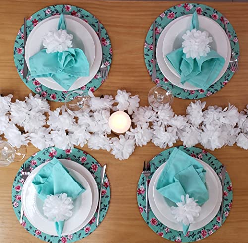 Charlo's Wholesale Set of 20 Snow White Chrysanthemum Flower Napkin Rings for party, wedding, shopkeeper, birthday, restaurant