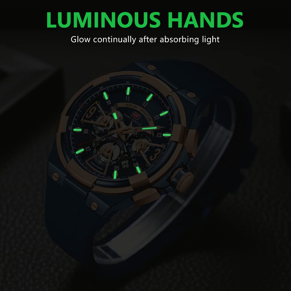 AIMES Watch for Men Sport Military Waterproof Chronograph Mens Watches Analog Quartz Big Face Classic Stylish Fashion Casual Designer Business Work Wrist Watch Elegant Gift for Men