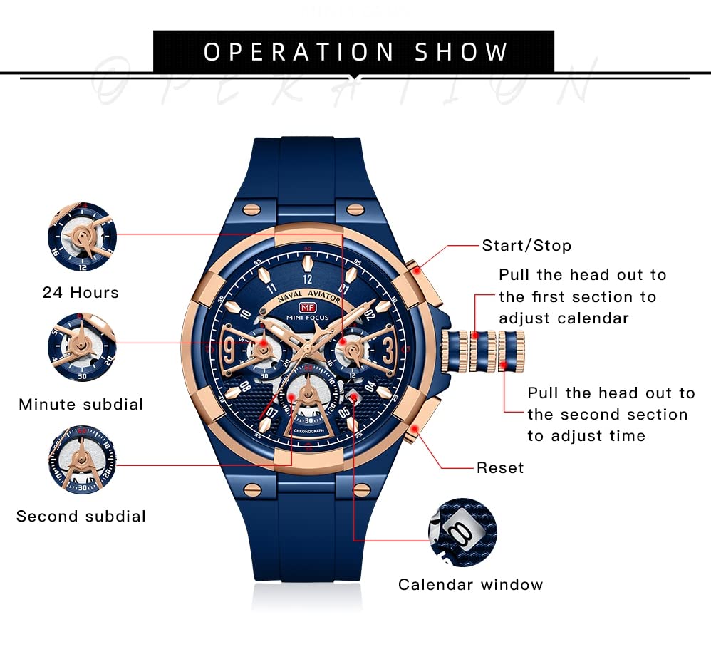 AIMES Watch for Men Sport Military Waterproof Chronograph Mens Watches Analog Quartz Big Face Classic Stylish Fashion Casual Designer Business Work Wrist Watch Elegant Gift for Men