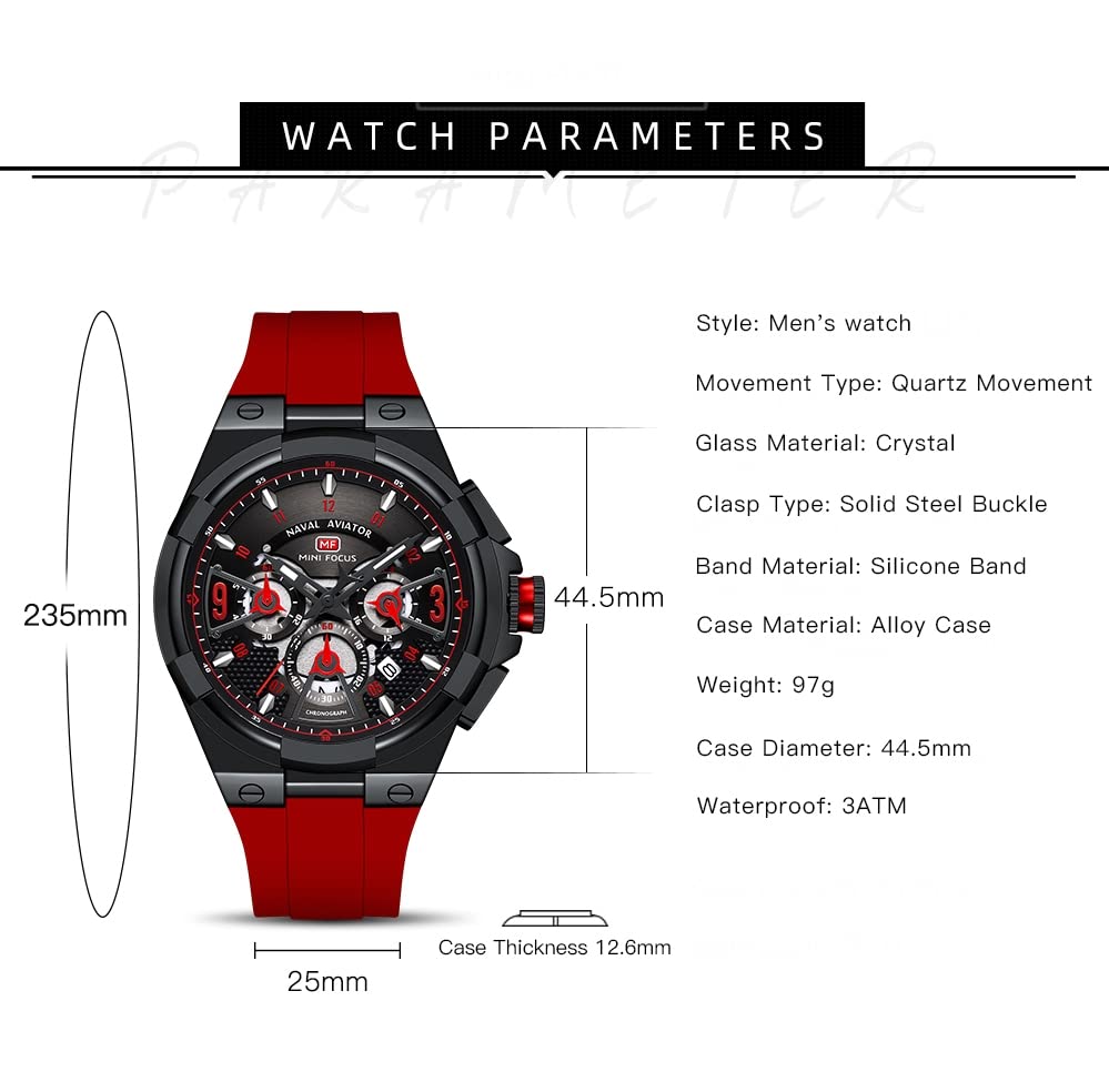 AIMES Watch for Men Sport Military Waterproof Chronograph Mens Watches Analog Quartz Big Face Classic Stylish Fashion Casual Designer Business Work Wrist Watch Elegant Gift for Men