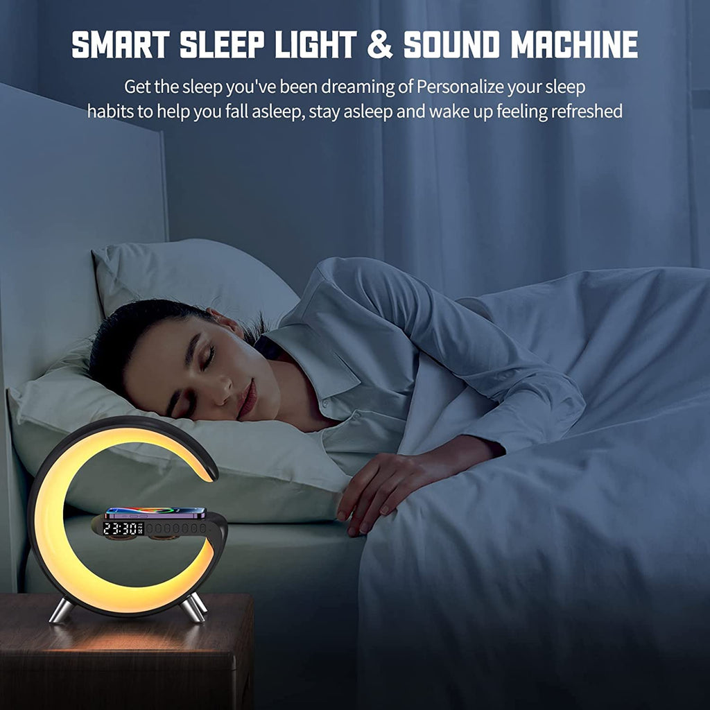 2026 New Smart Table Lamp with 4-in-1 Wireless Charger, Bluetooth Speaker, Alarm Clock, Night Light, App Control, for Bedroom, Office, Home Decor