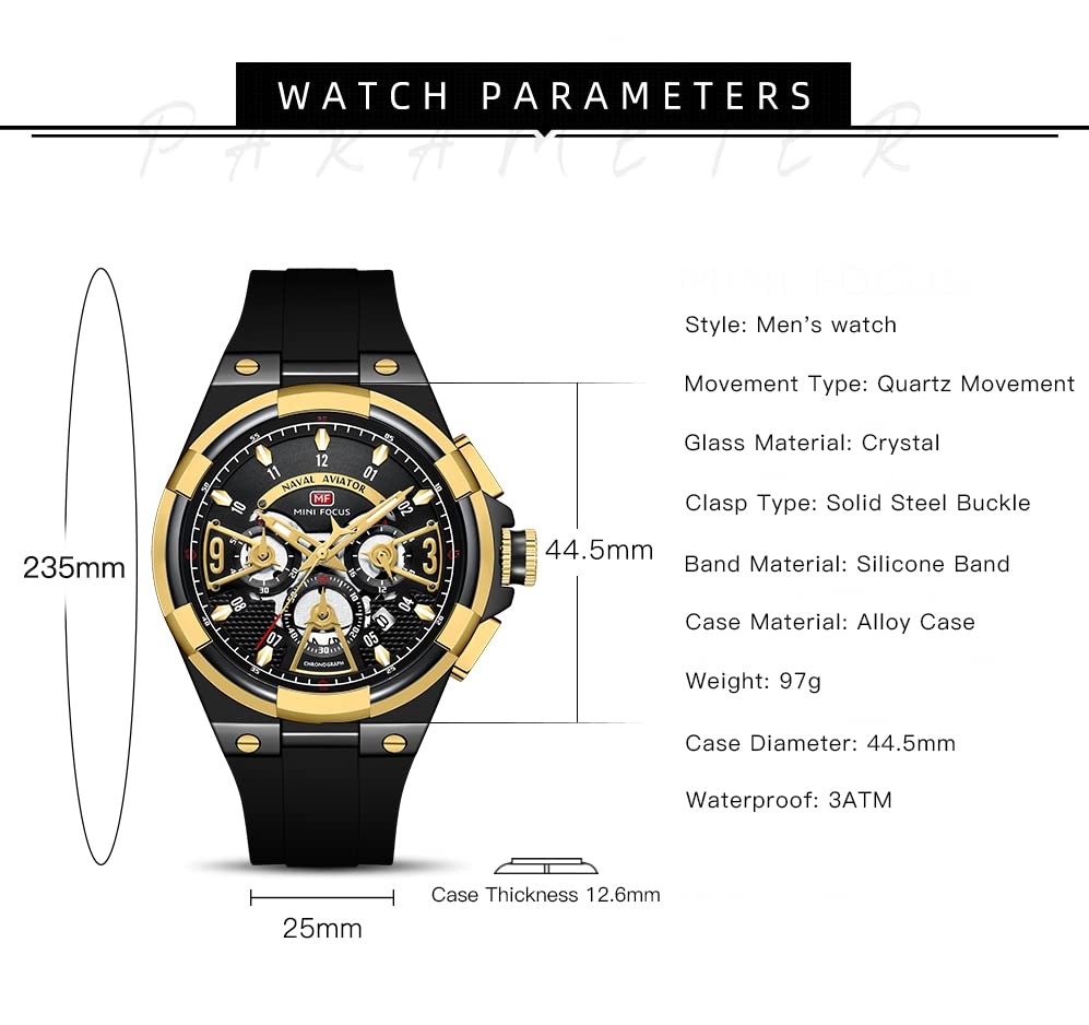 AIMES Watch for Men Sport Military Waterproof Chronograph Mens Watches Analog Quartz Big Face Classic Stylish Fashion Casual Designer Business Work Wrist Watch Elegant Gift for Men