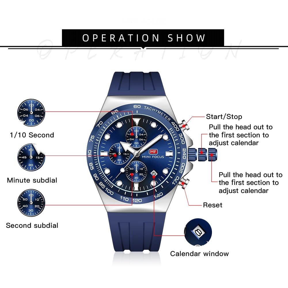 AIMES Watch for Men Sport Military Waterproof Chronograph Mens Watches Analog Quartz Big Face Classic Stylish Fashion Casual Designer Business Work Wrist Watch Elegant Gift for Men