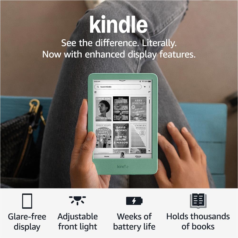 Amazon Kindle 16 GB (newest model) - Lightest and most compact Kindle, now with faster page turns, and higher contrast ratio, for an enhanced reading experience - Black