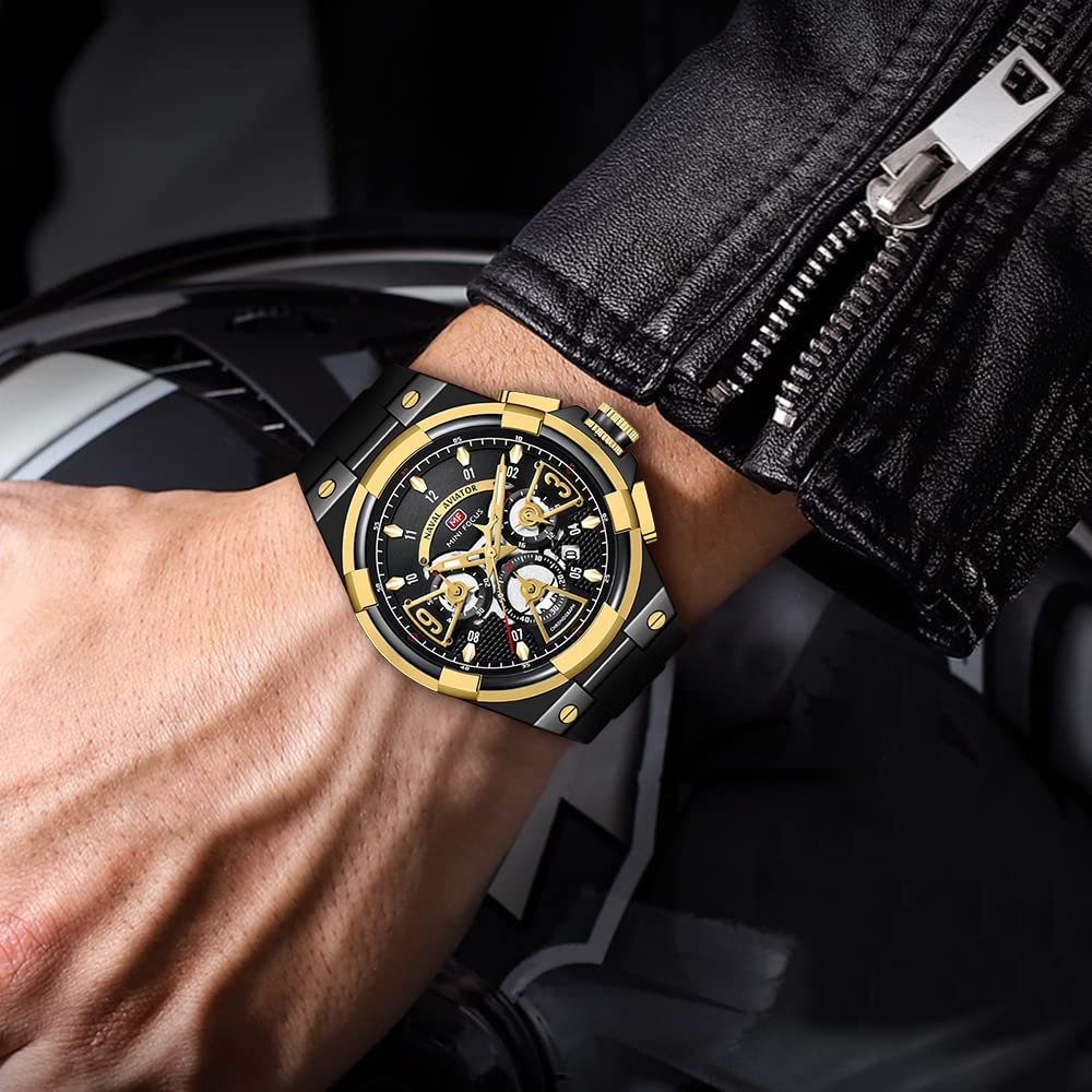 AIMES Watch for Men Sport Military Waterproof Chronograph Mens Watches Analog Quartz Big Face Classic Stylish Fashion Casual Designer Business Work Wrist Watch Elegant Gift for Men