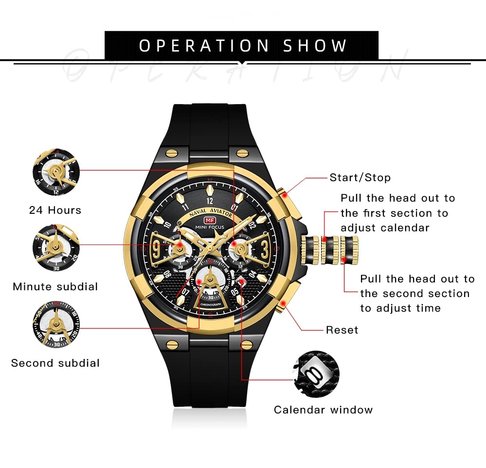 AIMES Watch for Men Sport Military Waterproof Chronograph Mens Watches Analog Quartz Big Face Classic Stylish Fashion Casual Designer Business Work Wrist Watch Elegant Gift for Men