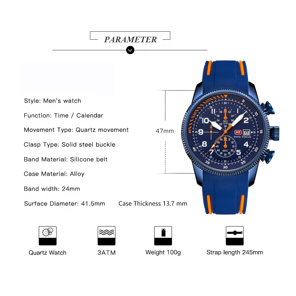 AIMES Watch for Men Sport Military Waterproof Chronograph Mens Watches Analog Quartz Big Face Classic Stylish Fashion Casual Designer Business Work Wrist Watch Elegant Gift for Men
