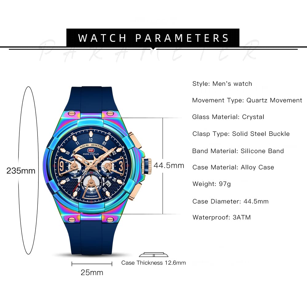 AIMES Watch for Men Sport Military Waterproof Chronograph Mens Watches Analog Quartz Big Face Classic Stylish Fashion Casual Designer Business Work Wrist Watch Elegant Gift for Men