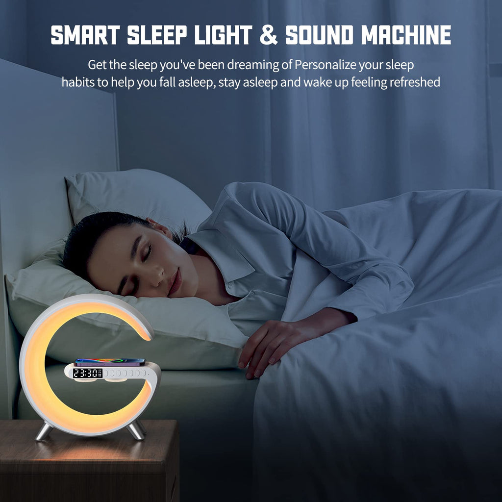 2026 New Smart Table Lamp with 4-in-1 Wireless Charger, Bluetooth Speaker, Alarm Clock, Night Light, App Control, for Bedroom, Office, Home Decor