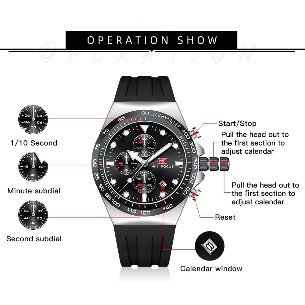 AIMES Watch for Men Sport Military Waterproof Chronograph Mens Watches Analog Quartz Big Face Classic Stylish Fashion Casual Designer Business Work Wrist Watch Elegant Gift for Men