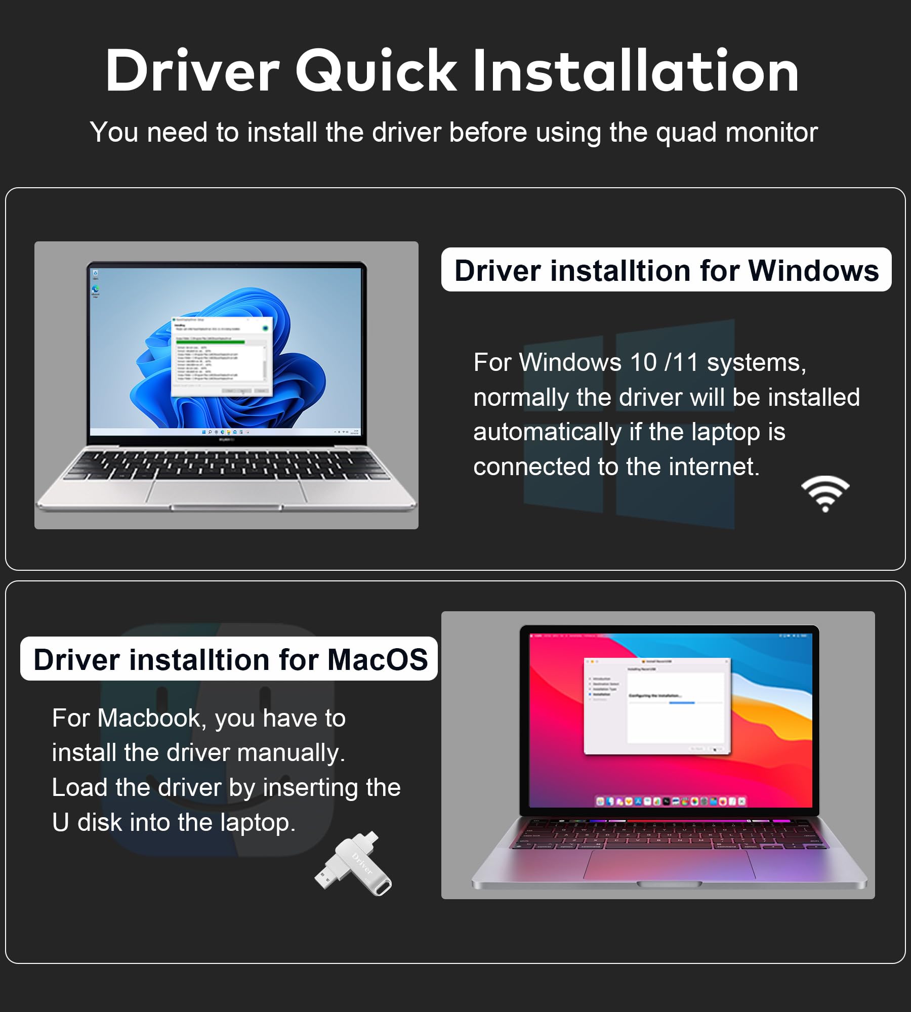 FOPO Portable Monitor for Laptop - 16” FHD 1200P Triple Monitor Laptop Screen Extender with HDMI and USB-C Connectivity for Effortless Multitasking-S11