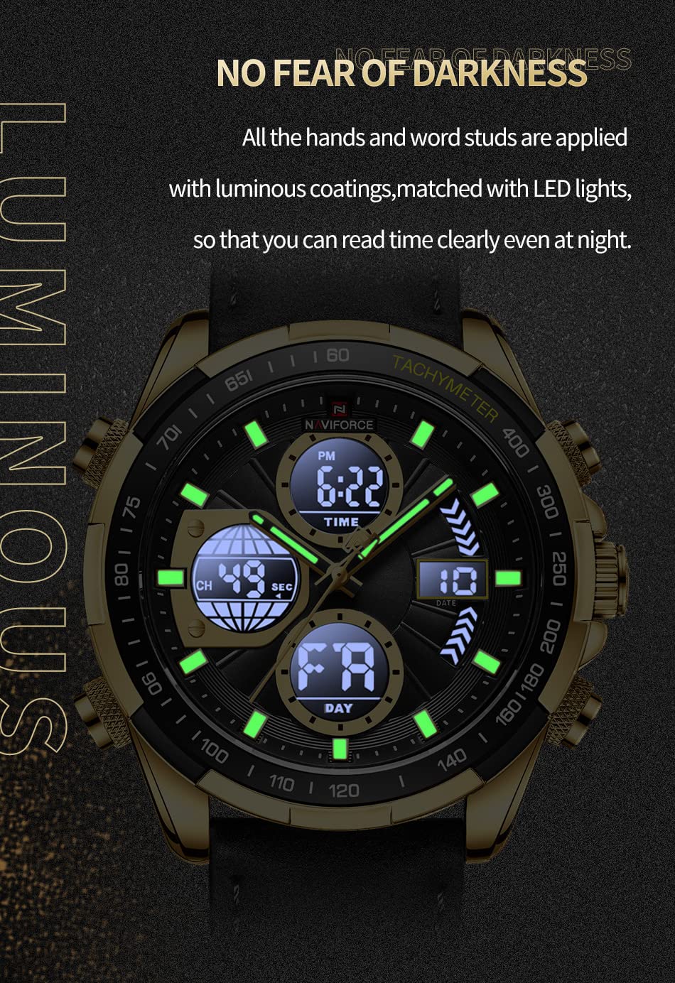 AIMES Watch for Men Sport Military Waterproof Chronograph Mens Watches Analog Quartz Big Face Classic Stylish Fashion Casual Designer Business Work Wrist Watch Elegant Gift for Men