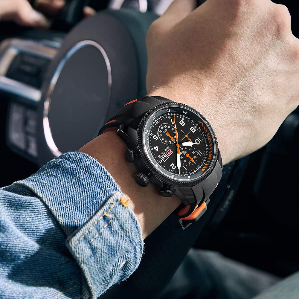 AIMES Watch for Men Sport Military Waterproof Chronograph Mens Watches Analog Quartz Big Face Classic Stylish Fashion Casual Designer Business Work Wrist Watch Elegant Gift for Men