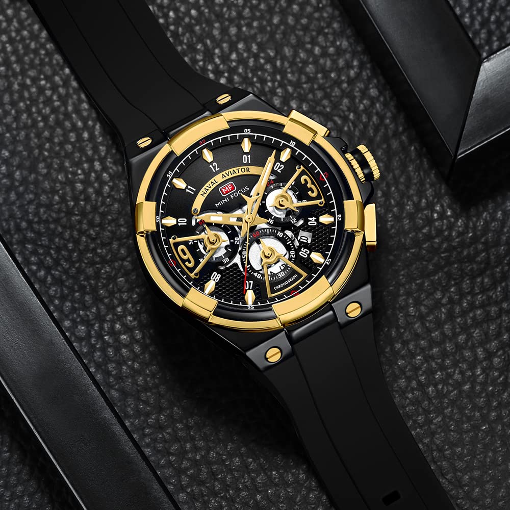 AIMES Watch for Men Sport Military Waterproof Chronograph Mens Watches Analog Quartz Big Face Classic Stylish Fashion Casual Designer Business Work Wrist Watch Elegant Gift for Men