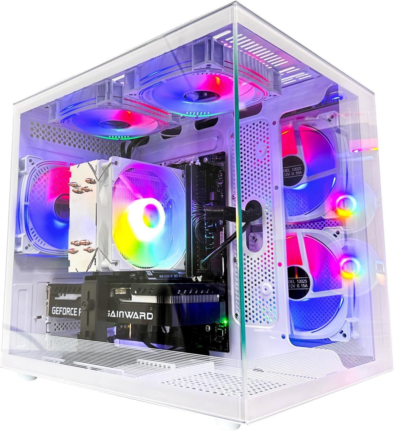 Gaming PC Core I5-12400F(6Cores Up to 4.4G) RTX 3050 6G Nvme SSD 1TB 32GB RAM 650W WiFi 6 Prebuilt Towers Desktop Computer White