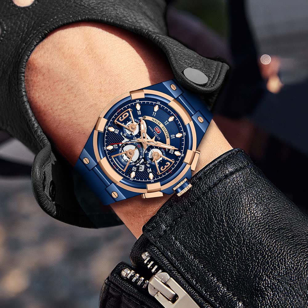 AIMES Watch for Men Sport Military Waterproof Chronograph Mens Watches Analog Quartz Big Face Classic Stylish Fashion Casual Designer Business Work Wrist Watch Elegant Gift for Men