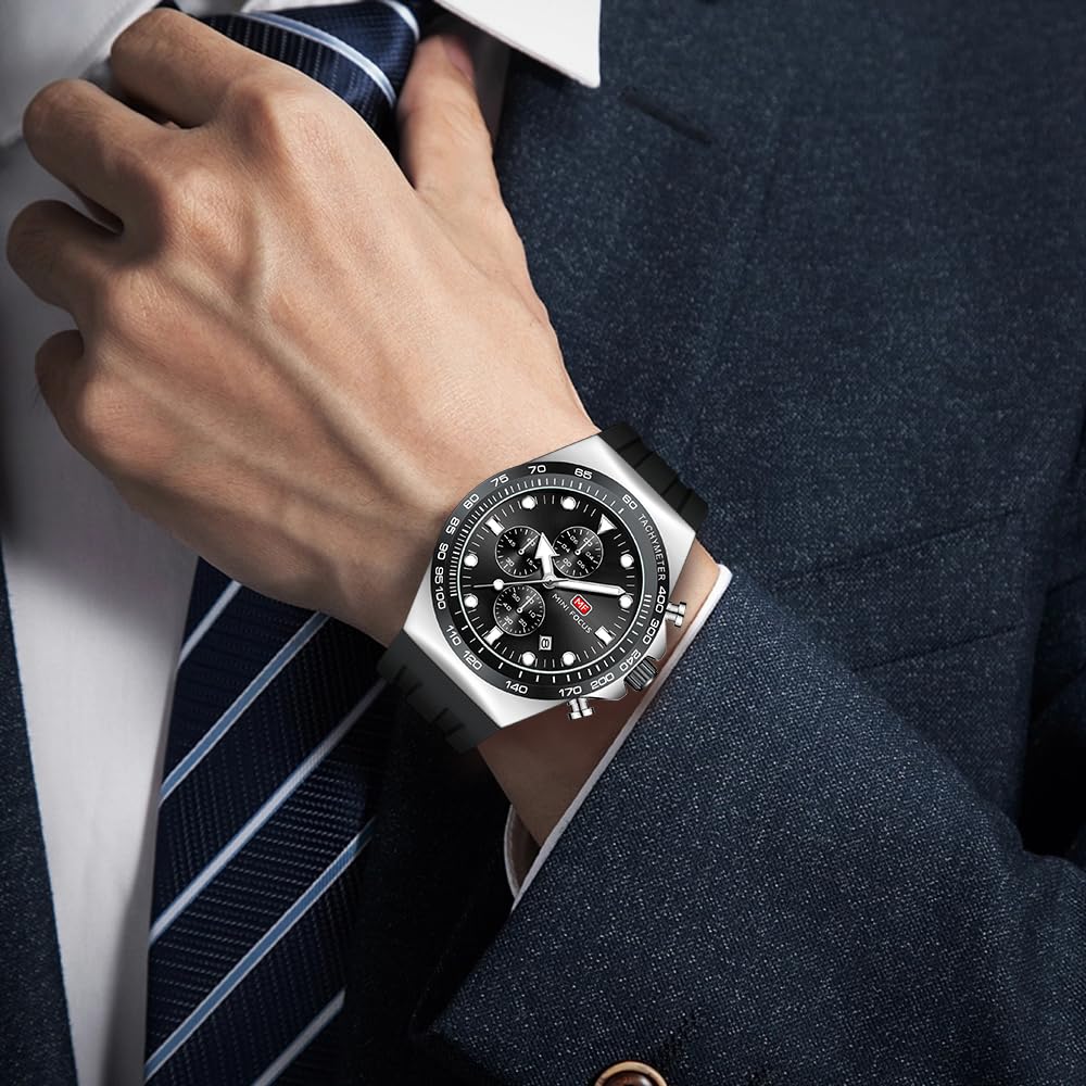 AIMES Watch for Men Sport Military Waterproof Chronograph Mens Watches Analog Quartz Big Face Classic Stylish Fashion Casual Designer Business Work Wrist Watch Elegant Gift for Men