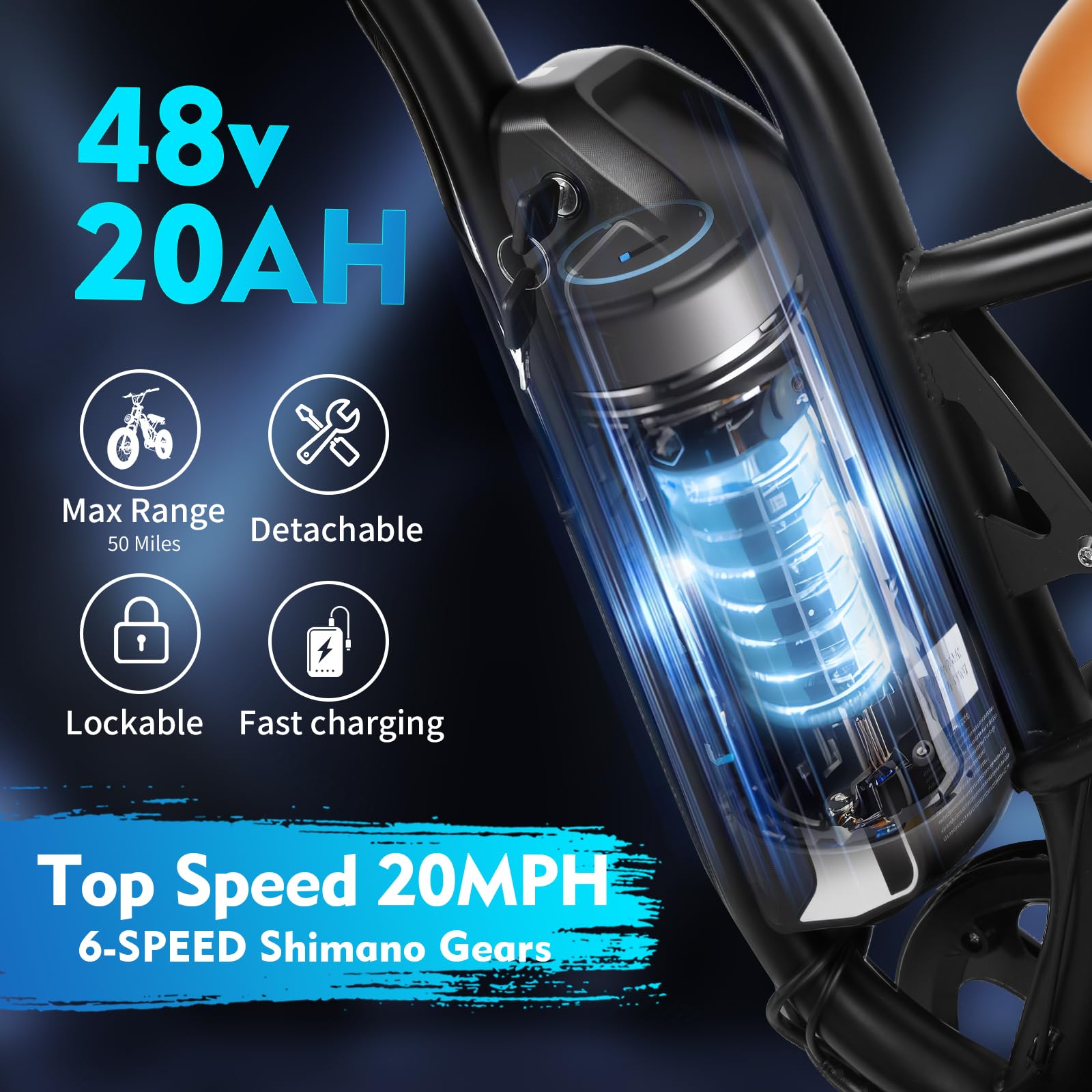 Electric Bike for Adults 48V/20AH Battery 1500W Motor, 20" Fat Tire Ebike for Mountains, Snow, Sand, Road with Hydraulic Suspension.All Terrain Electric Dirt Bike