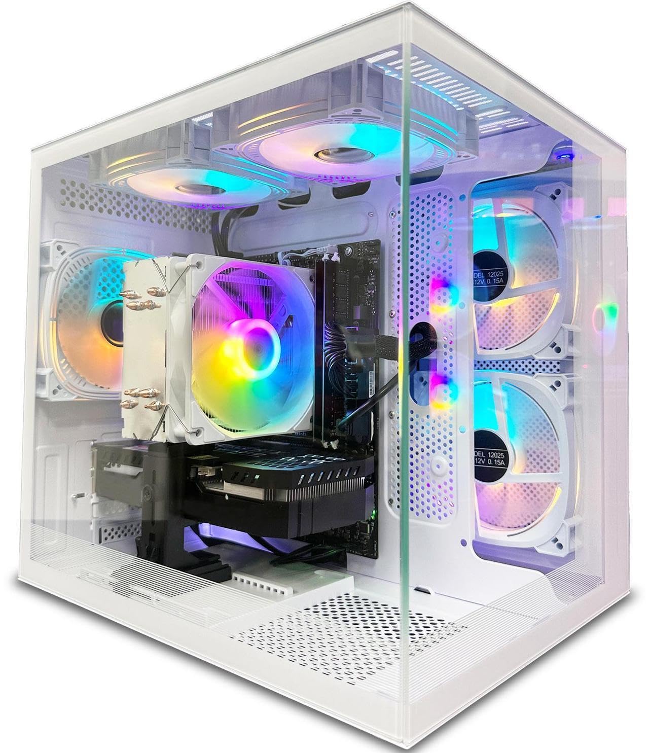 Gaming PC Core I5-12400F(6Cores Up to 4.4G) RTX 3050 6G Nvme SSD 1TB 32GB RAM 650W WiFi 6 Prebuilt Towers Desktop Computer White