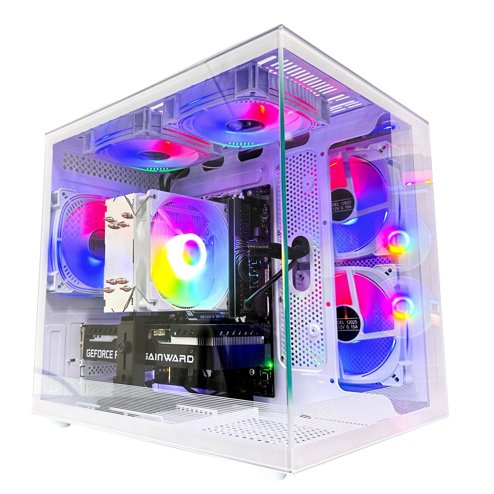 Gaming PC Core I5-12400F(6Cores Up to 4.4G) RTX 3050 6G Nvme SSD 1TB 32GB RAM 650W WiFi 6 Prebuilt Towers Desktop Computer White