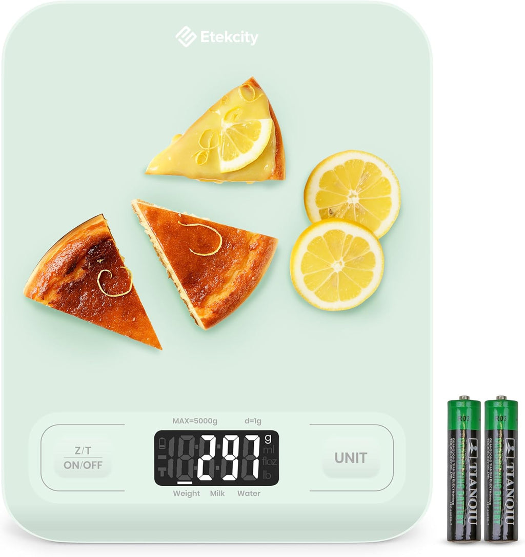 Etekcity Food Kitchen Scale, Digital Grams and Ounces for Weight Loss, Baking, Cooking, Keto and Meal Prep, LCD Display, Medium, Green