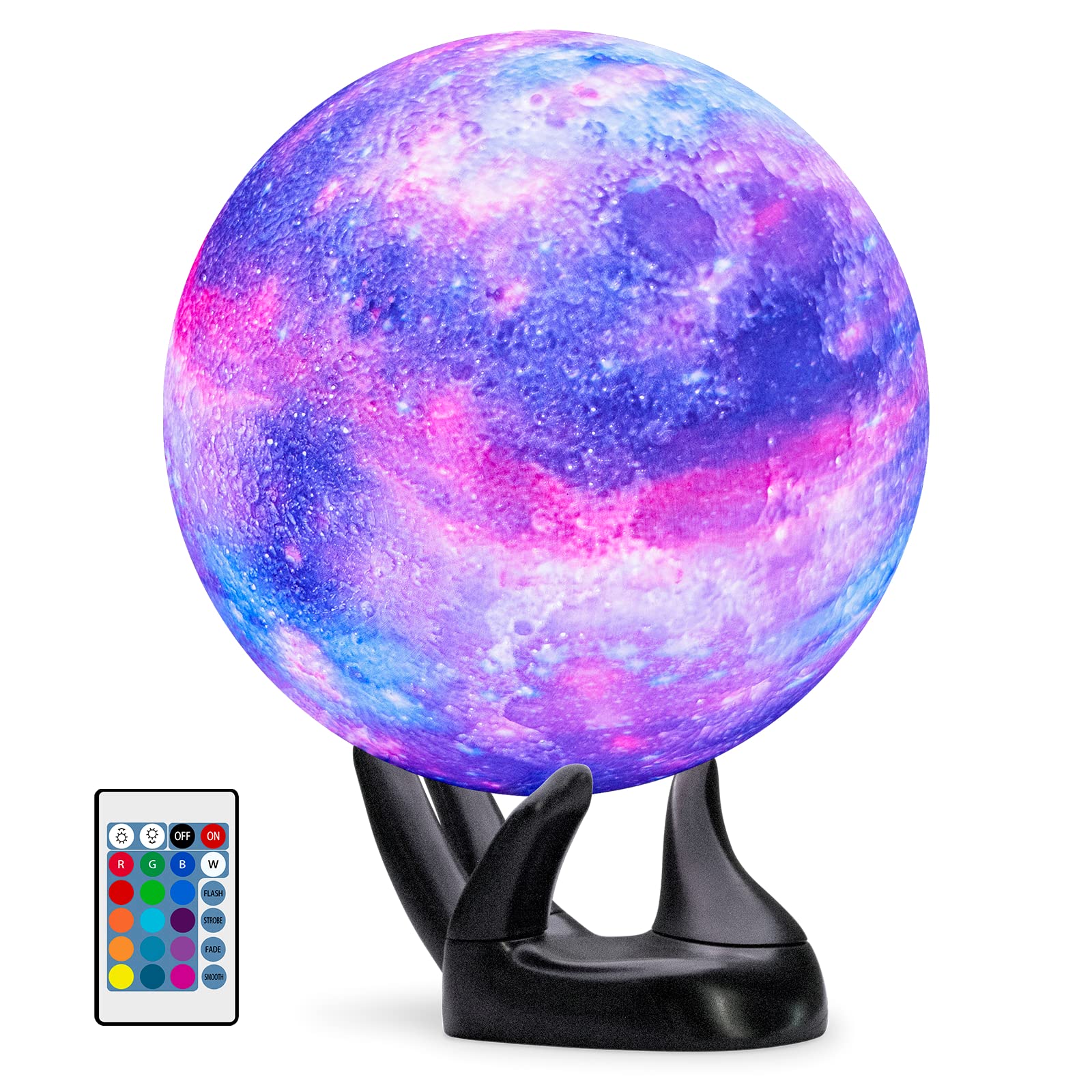 BRIGHTWORLD Moon Lamp Galaxy Lamp 5.9 inch 16 Colors LED 3D Moon Light, Remote & Touch Control Moon Night Light Christmas Gifts for Girls Boys Kids Women Birthday