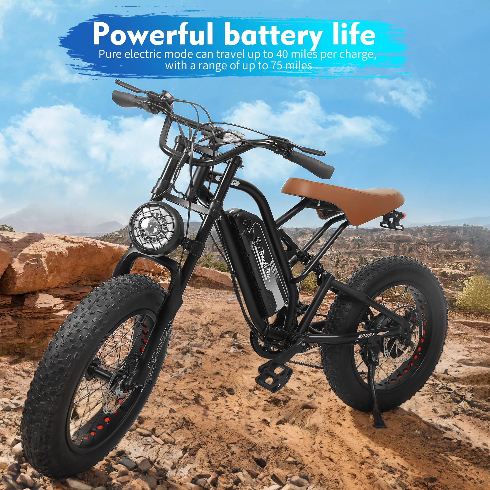 Electric Bike for Adults 48V/20AH Battery 1500W Motor, 20" Fat Tire Ebike for Mountains, Snow, Sand, Road with Hydraulic Suspension.All Terrain Electric Dirt Bike