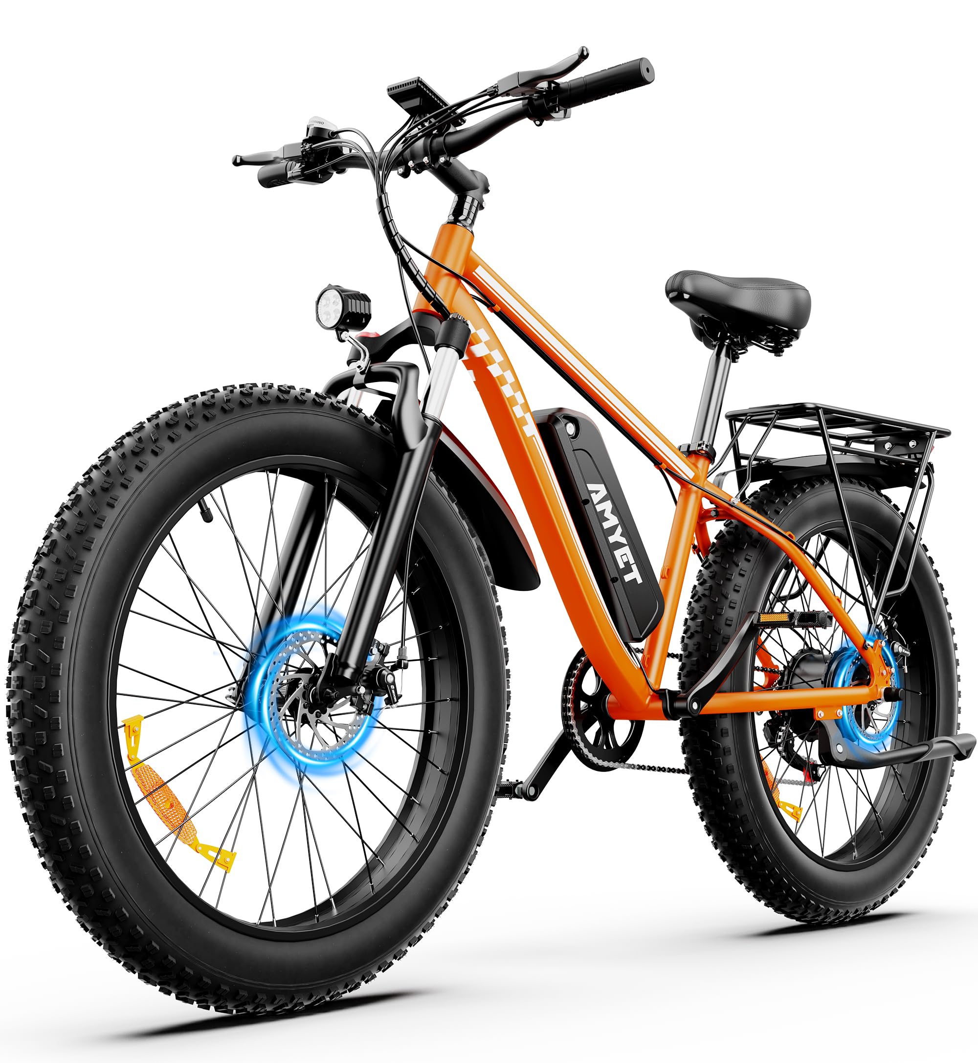 AMYET EB26 Electric Bike for Adults Peak 1500W Electric Bicycle 48V 15AH (720WH) Battery Electric Bike 26" Fat Tire Mountain 28mph 7 Speed Gears Ebike
