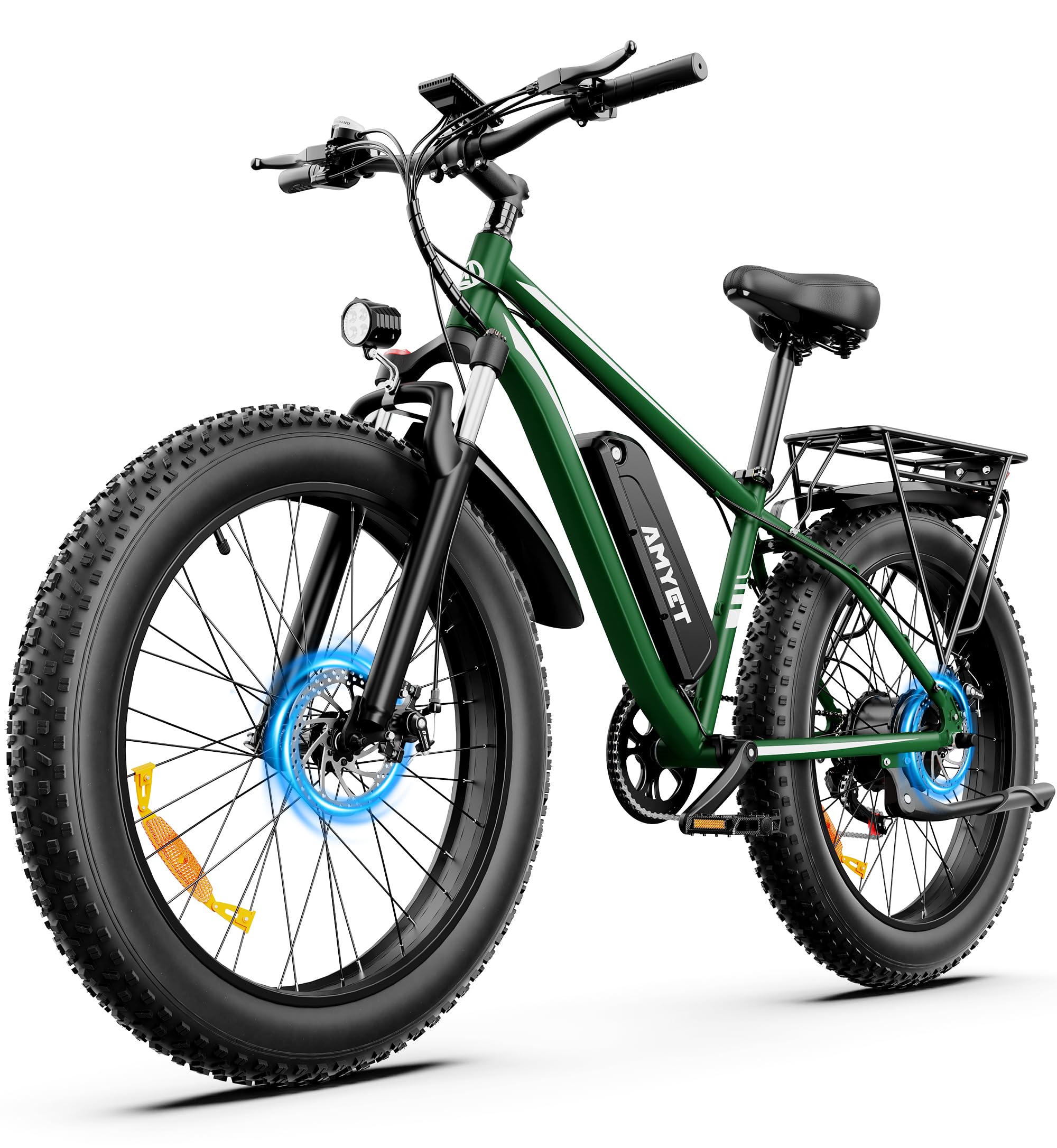 AMYET EB26 Electric Bike for Adults Peak 1500W Electric Bicycle 48V 15AH (720WH) Battery Electric Bike 26" Fat Tire Mountain 28mph 7 Speed Gears Ebike