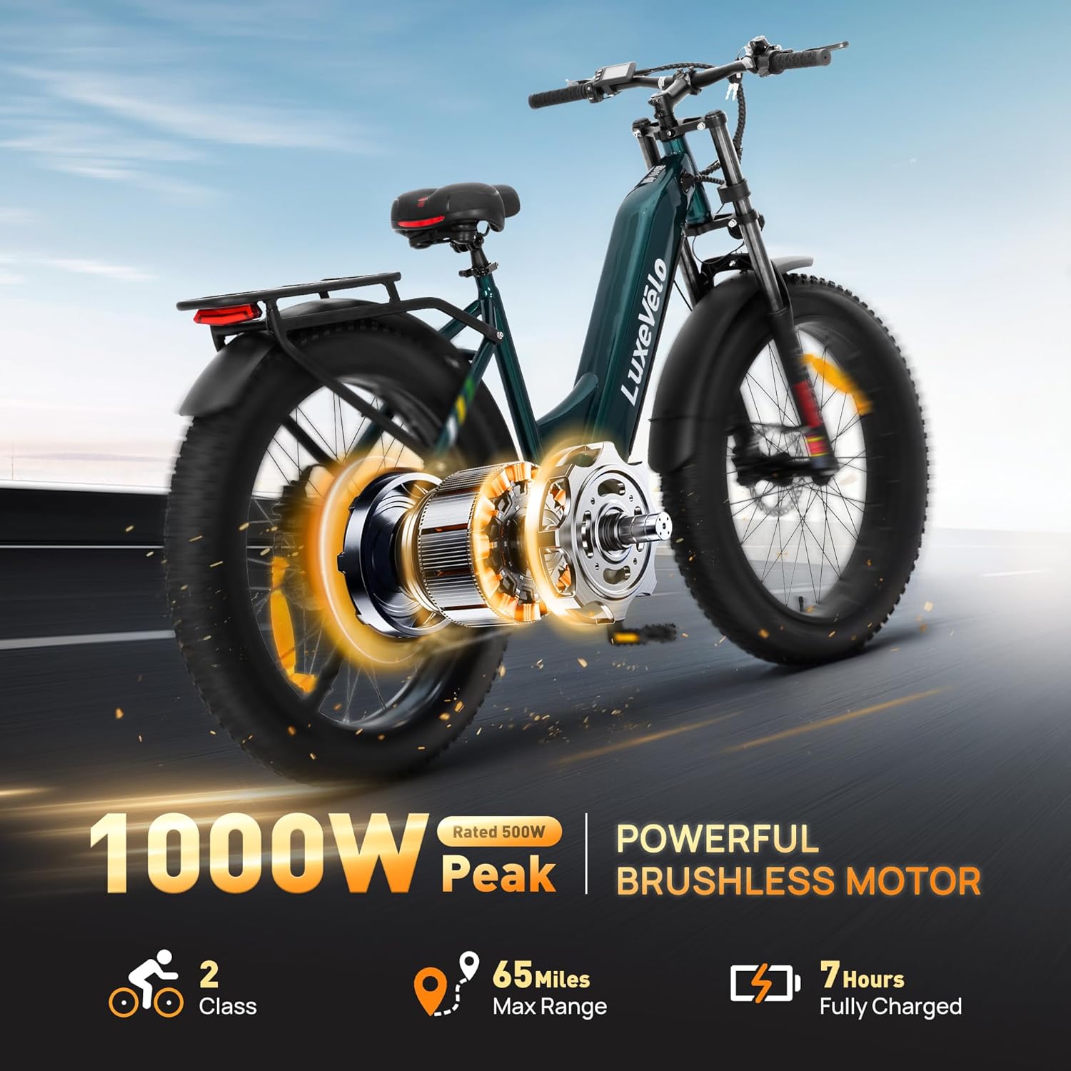 26" Fat Tire Electric Bike for Adults 1000W Peak Motor Electric Bike Ebike, Max Range 50 Miles & 20Mph Electric Mountain Bike with 48V 13AH Removable Battery, LCD Display
