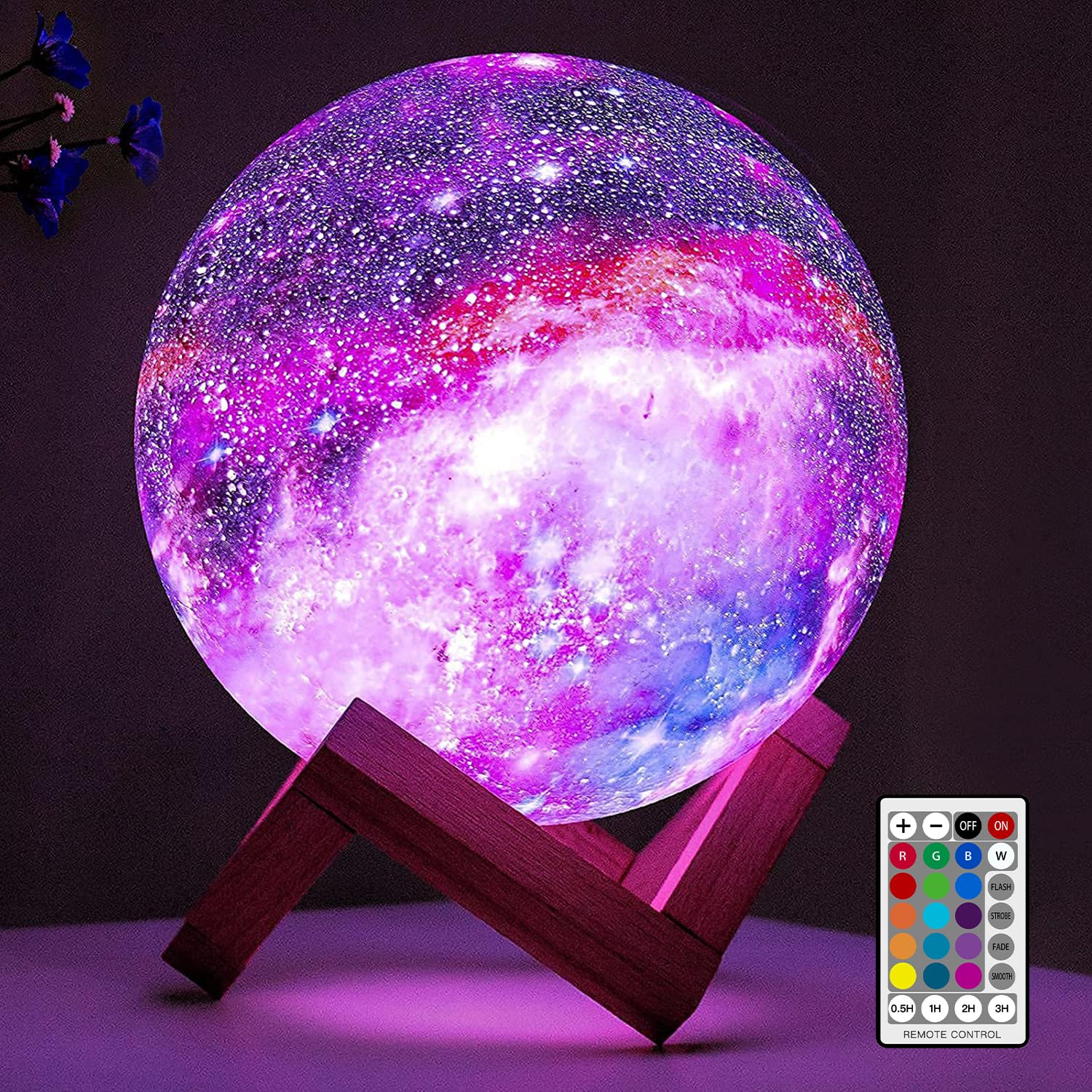 BRIGHTWORLD Moon Lamp Galaxy Lamp 5.9 inch 16 Colors LED 3D Moon Light, Remote & Touch Control Moon Night Light Christmas Gifts for Girls Boys Kids Women Birthday