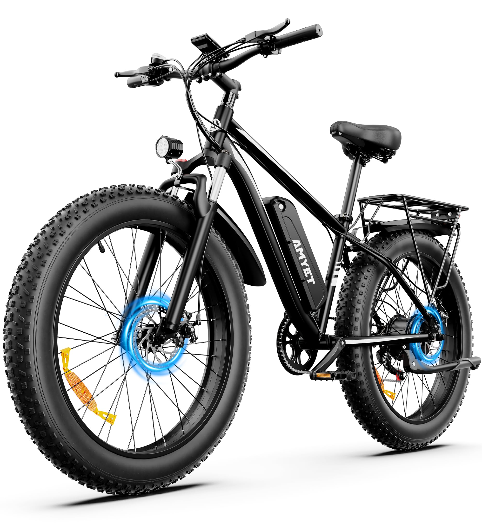 AMYET EB26 Electric Bike for Adults Peak 1500W Electric Bicycle 48V 15AH (720WH) Battery Electric Bike 26" Fat Tire Mountain 28mph 7 Speed Gears Ebike