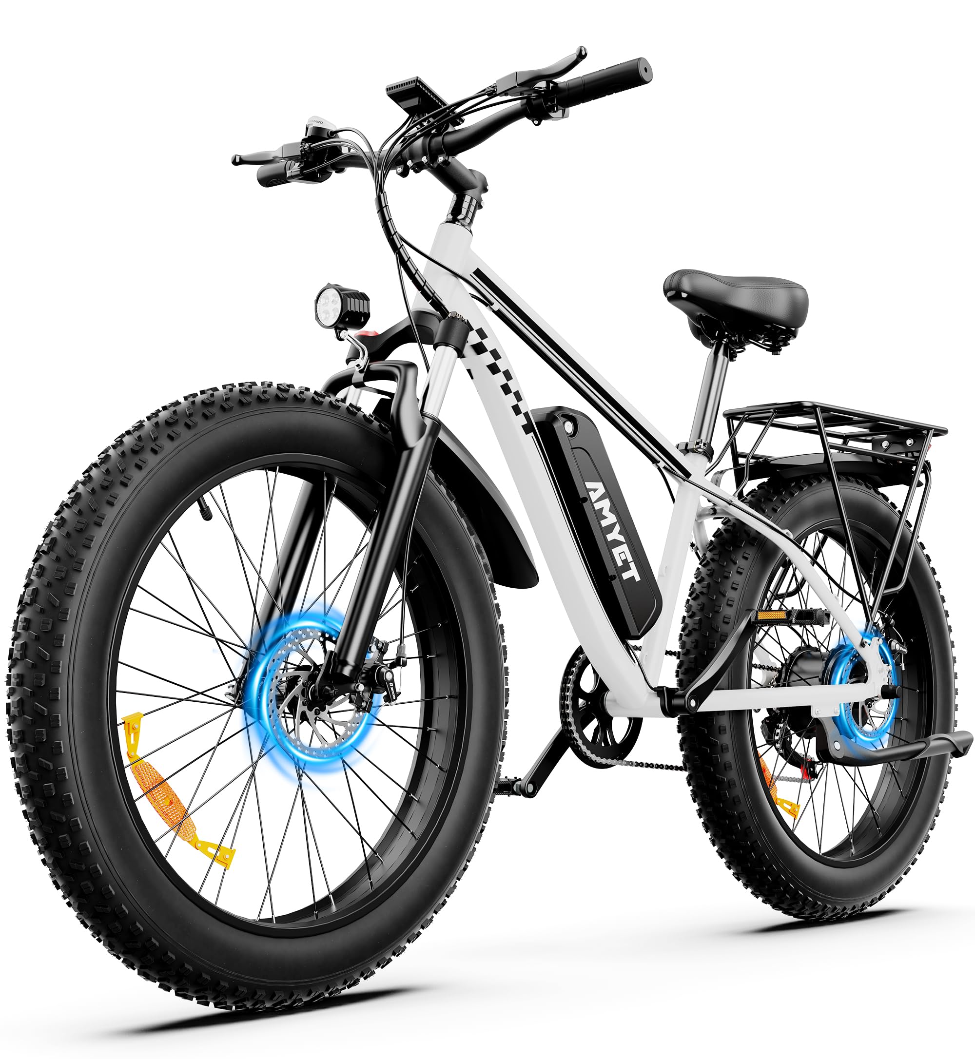AMYET EB26 Electric Bike for Adults Peak 1500W Electric Bicycle 48V 15AH (720WH) Battery Electric Bike 26" Fat Tire Mountain 28mph 7 Speed Gears Ebike