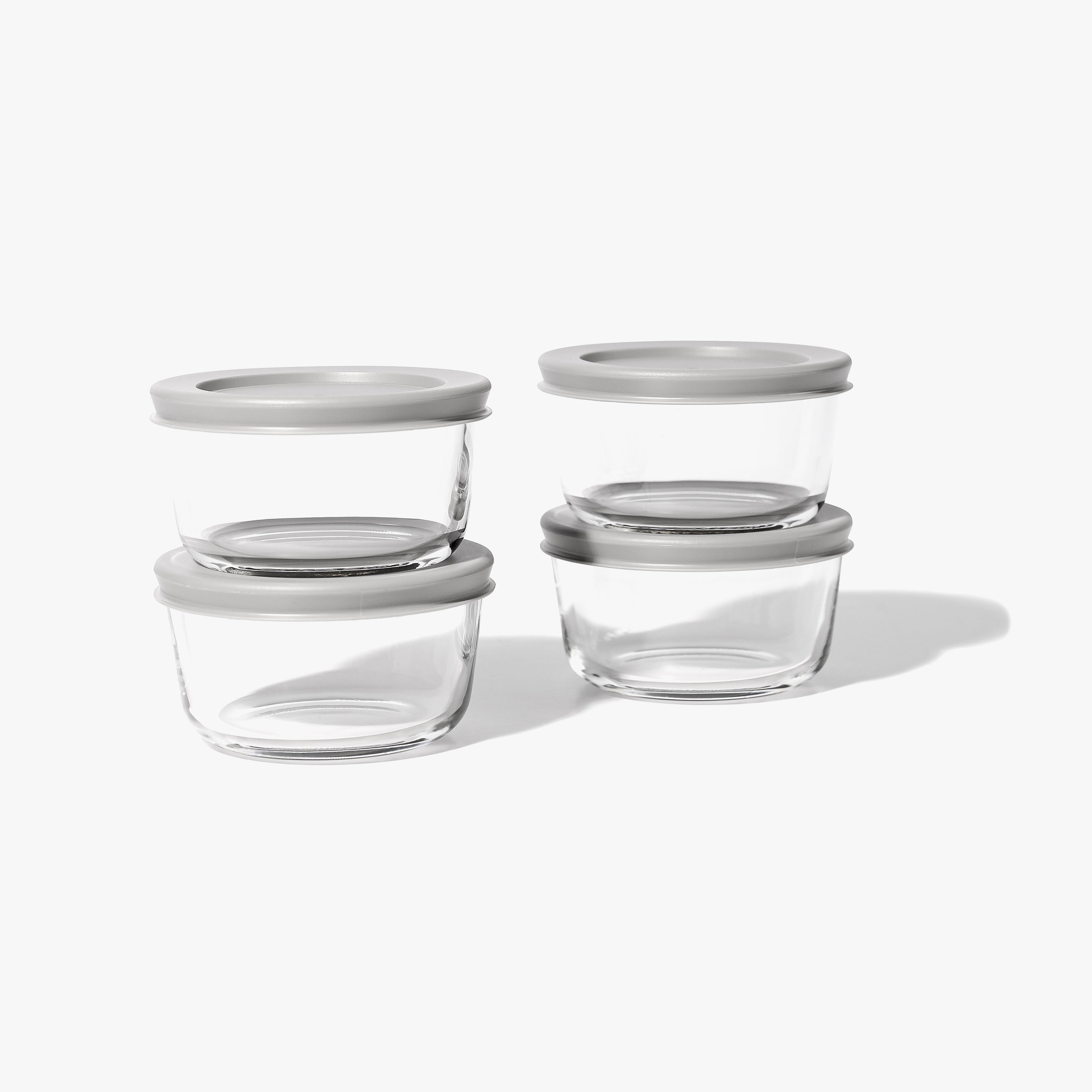 Glass Food Storage Containers - 8 Piece 1 Cup Set (4 Containers + 4 Lids)